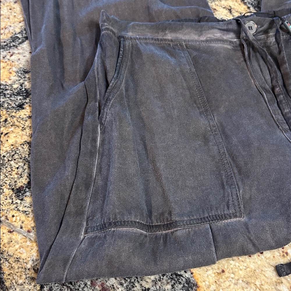 XCVI wide leg distressed drawstring wide leg pants medium gray - Picture 4 of 11